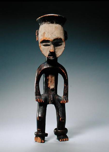 Male Figure, Mbole Culture, Congo (wood, white chalk & metal) od African