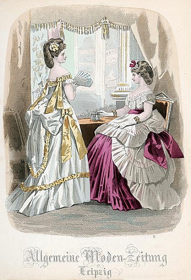 Two Ladies, fashion plate from the ''Allgemeine Moden-Zeitung'', Leipzig od (after) French School