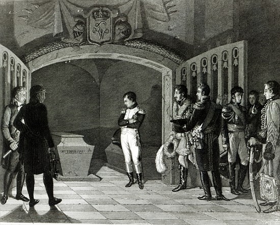 Napoleon Meditating before the Tomb of Frederick II of Prussia in the crypt of the Garnisonkirche in od (after) Marie Nicholas