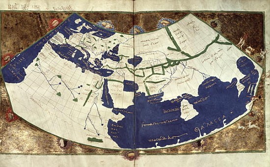 Map of the known world, from ''Geographia'' od (after) Ptolemy
