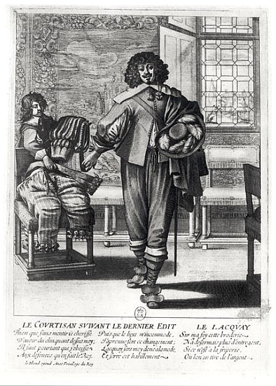 Courtier following the last royal edict in 1633 and his lacquey od (after) Abraham Bosse