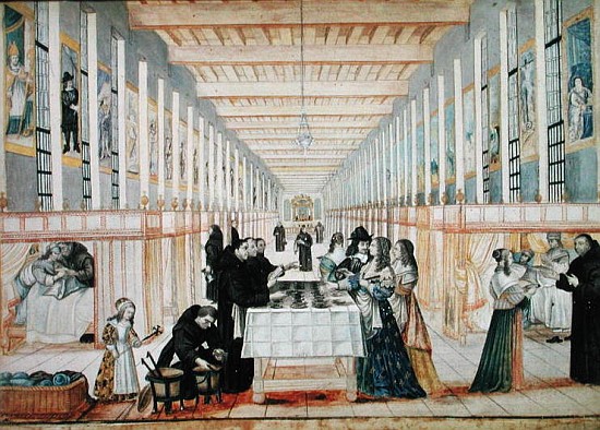 The Infirmary of the Sisters of Charity during a visit of Anne of Austria (1601-66) c.1640 (see also od (after) Abraham Bosse