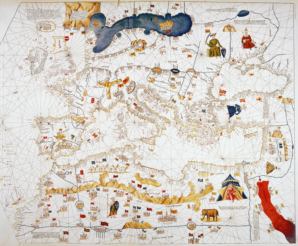 Copy of Catalan Map of Europe, North Africa and the Middle East od (after) Abraham Cresques