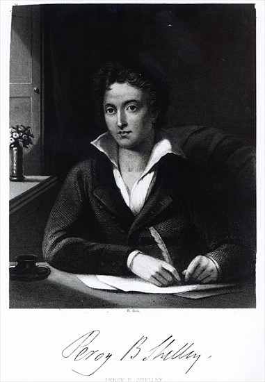 Percy Bysshe Shelley; engraved by William Holl od (after) Amelia Curran