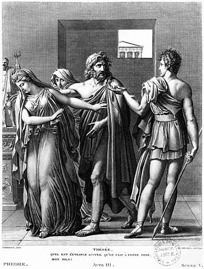 Phaedra, Theseus and Hippolytus, illustration from Act III Scene 5 of ''Phedre'' Jean Racine (1639-9 od (after) Anne Louis Girodet de Roucy-Trioson