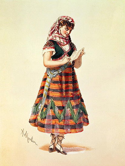 Hortense Schneider in her role in Offenbach''s operetta ''La Perichole'', illustration from ''Costum od (after) Antony Paul Emile Morlon