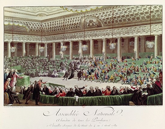 The National Assembly Renounces all Privileges, 4th August 1789; engraved by Helman (1743-1809)(see  od (after) Charles Monnet