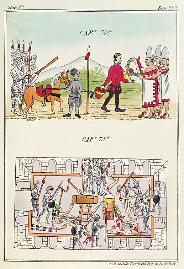 Cap 74 and Cap 75, illustrations from ''Historia de las Indias de Nueva Espana y islas de tierra fir od (after) Diego Duran