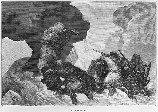 Attack, illustration from ''Expedition du Tegetthoff'' Julius Prayer (1841-1915) od (after) Edouard Riou