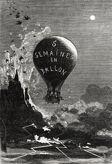 Frontispiece to ''Five Weeks in a Balloon'' Jules Verne (1828-1905) od (after) Edouard Riou