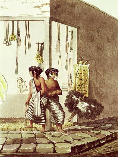 Pampa Indians at a Store in the Indian Market of Buenos Aires, from ''Picturesque Illustrations of B od (after) Emeric Essex Vidal
