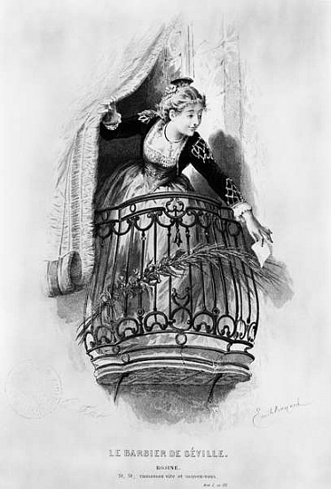 Rosine, illustration from Act I Scene 3 of ''The Barber of Seville'' Pierre Augustin Caron de Beauma od (after) Emile Antoine Bayard