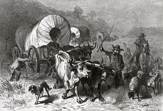 Emigration to the Western Country; engraved by Bobbett od (after) Felix Octavius Carr Darley