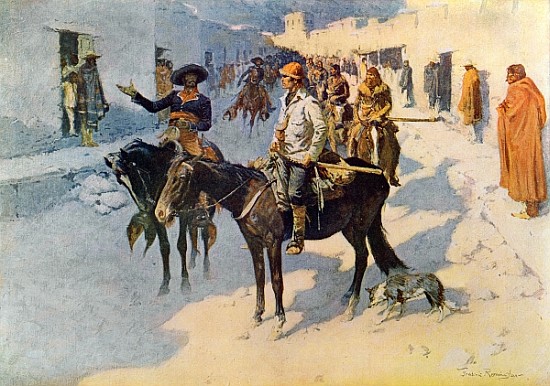 Zebulon Pike Entering Santa Fe, illustration published in ''Collier''s Weekly'' od (after) Frederic Remington