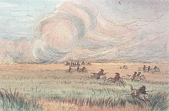 Missouri prairie fire od (after) George Catlin
