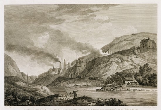 An Iron Work for Casting of Cannon and a Boreing Mill taken from the Madeley side of the River Sever od (after) George Robertson