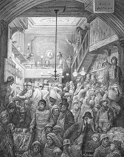 Billingsgate - Early Morning, from ''London, a Pilgrimage'', written by William Blanchard Jerrold (1 od (after) Gustave Dore