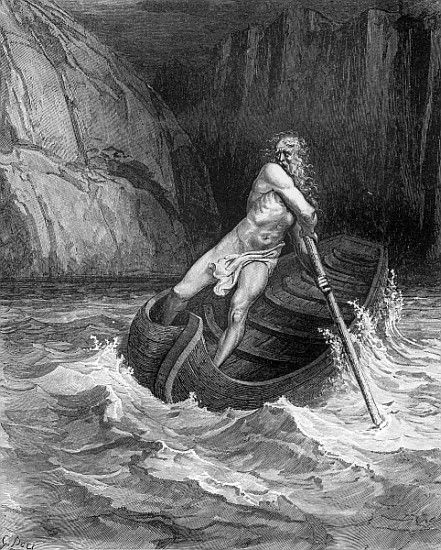 Charon, the Ferryman of Hell, from The Divine Comedy (Inferno) Dante Alighieri (1265-1321) ; engrave od (after) Gustave Dore