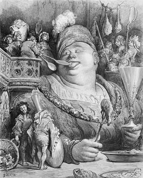 Pantagruel''s meal, from ''Pantagruel'' Francois Rabelais (1494-1553) ; engraved by Paul Jonnard-Pac od (after) Gustave Dore