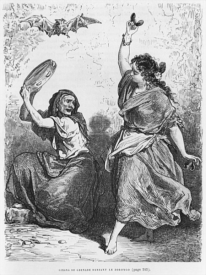 Gitana from Granada dancing the zorongo od (after) Gustave Dore