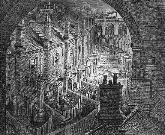 Over London - By Rail, from ''London, a Pilgrimage'', written by William Blanchard Jerrold (1826-94) od (after) Gustave Dore