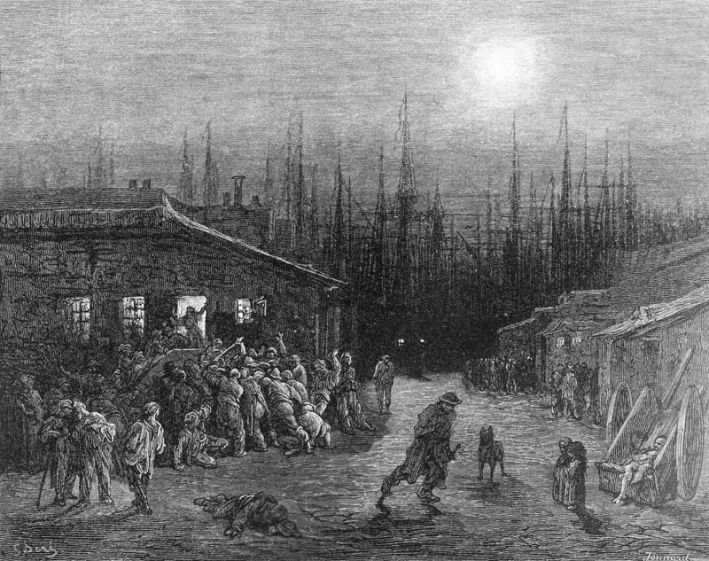 The Docks Night Scene, from ''London, a Pilgrimage'', written by William Blanchard Jerrold (1826-84) od (after) Gustave Dore