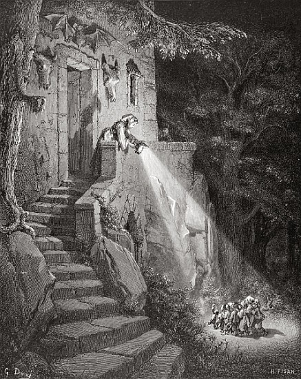 The Dwelling of the Ogre; engraved by Heliodore Joseph Pisan (1822-90) c.1868 od (after) Gustave Dore