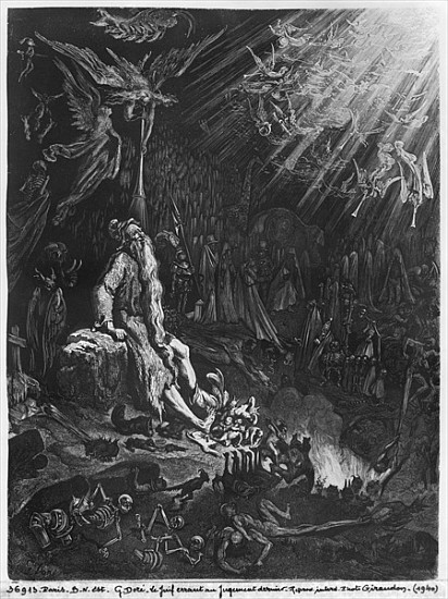 The Wandering Jew and the Last Judgement; engraved by Felix Jean Gauchard (1825-72) od (after) Gustave Dore