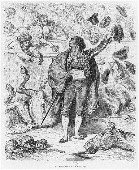Triumph of a matador; engraved bx Boetzel od (after) Gustave Dore