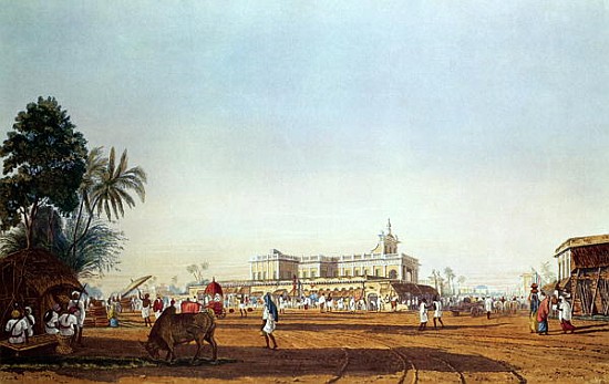Lall Bazaar and the Portuguese Chapel, Calcutta; engraved by Robert Havell, pub. 1824 od (after) James Baillie Fraser