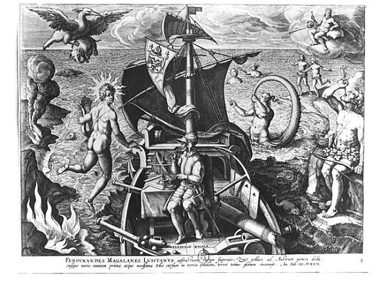 Ferdinand Magellan (c.1480-1521) on board his caravel od (after) Jan van der (Joannes Stradanus) Straet