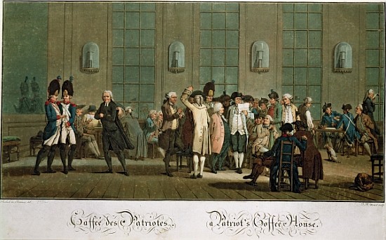 A Patriot''s Coffee House (1st edition print) (19th century) od (after) Jean Baptiste Morret
