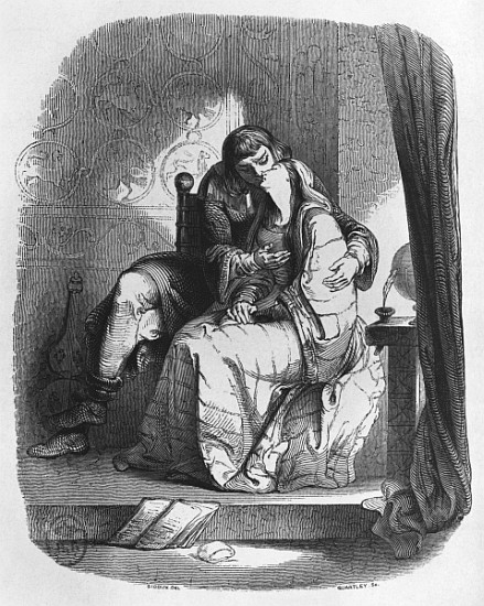 Heloise and Abelard kissing, illustration from ''Lettres d''Heloise et d''Abelard'' od (after) Jean Francois Gigoux