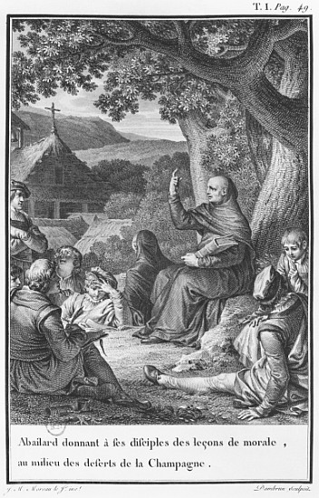 Abelard lecturing among disciples in the deserted Champagne, illustration from ''Lettres d''Heloise  od (after) Jean Michel the Younger Moreau