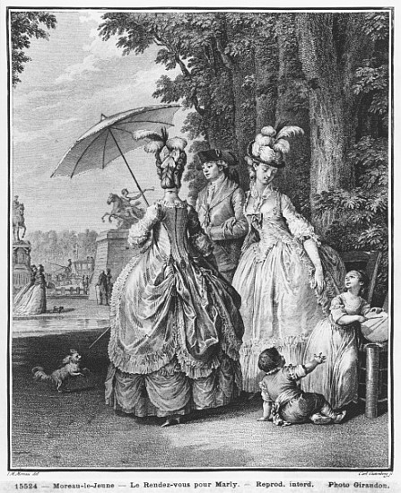 The rendezvous for Marly; engraved by Carl Guttenberg (1743-90) c.1777 od (after) Jean Michel the Younger Moreau