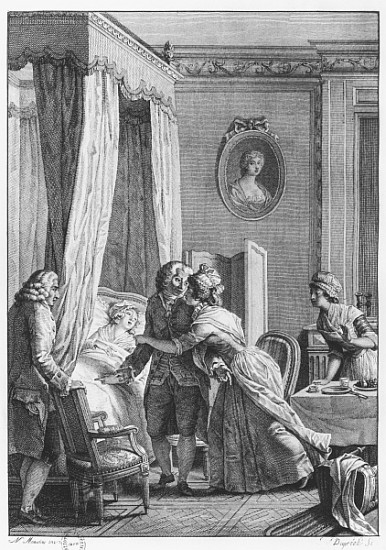 The visit of the doctor from Boson, illustration from ''La Nouvelle Heloise'' Jean-Jacques Rousseau  od (after) Jean Michel the Younger Moreau