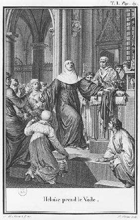 Heloise taking the veil, illustration from ''Lettres d''Heloise et d''Abelard'', volume I, page 39; 