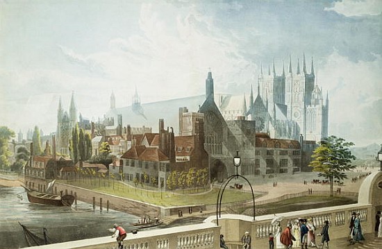 Westminster Hall and Abbey; engraved by Daniel Havell (1785-1826) published by Rudolph Ackermann (17 od (after) John Gendall