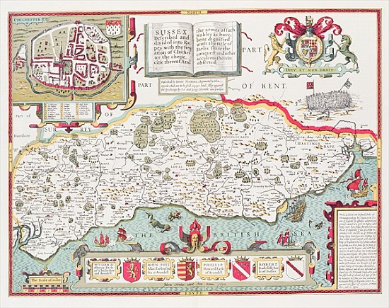 Sussex; engraved by Jodocus Hondius (1563-1612) from John Speed''s Theatre of the Empire of Great Br od (after) John Speed