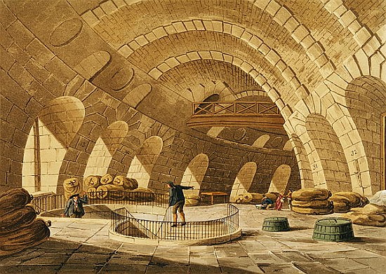 The Wheat Store, Rue de Viarmes; engraved by I. Hill od (after) John Claude Nattes