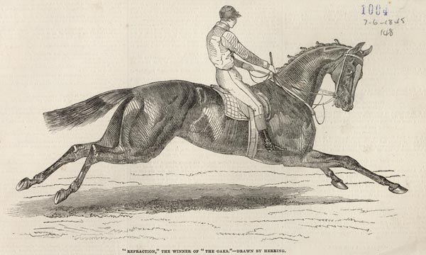 ''Refraction'', the winner of ''The Oaks'', from ''The Illustrated London News'', 7th June 1845 od (after) John Frederick Herring Snr