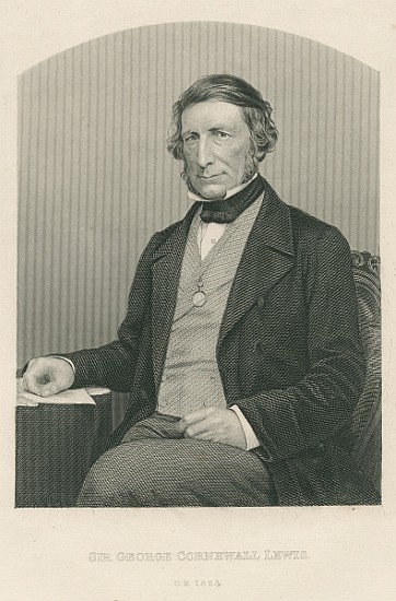 Sir George Cornewall Lewis; engraved by D.J. Pound from a photograph, from ''The Drawing-Room of Emi od (after) John Jabez Edwin Paisley Mayall