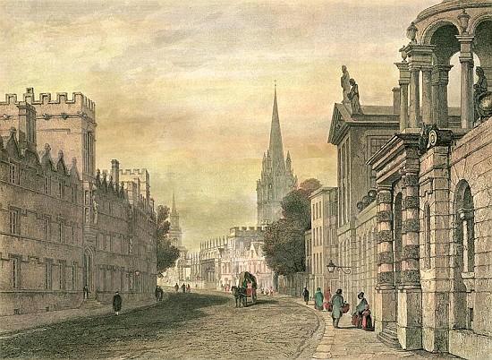 The High Street, Oxford; engraved by G. Hollis od (after) John Skinner Prout