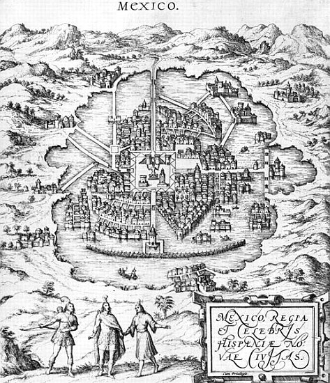 Map of Mexico, illustration from ''Civitates Orbis Terrarum'' Georg Braun (1541-1622) and Frans Hoge od (after) Joris Hoefnagel