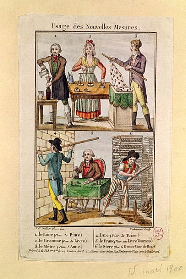 Use of the New Measures; engraved by Labrousse, 1795 od (after) J.P. Delion
