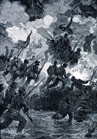 The Night Assault on Battery Wagner, July 18th 1863; engraved by C. H. Reed, illustration from ''Bat od (after) Julian Oliver Davidson