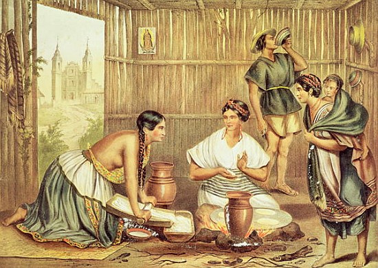 Indians Preparing Tortillas, from ''An Album of the Mexican Republic'' od (after) Julio Michaud