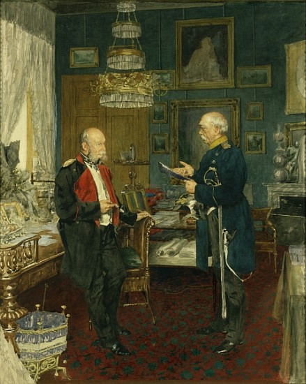 Bismarck with Emperor Wilhelm I in a room in the Unter den Linden palace, Berlin od (after) Konrad Siemenroth