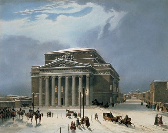The Bolshoi Theatre in Moscow, printed Lemercier, Paris, 1840s od (after) Louis Jules Arnout