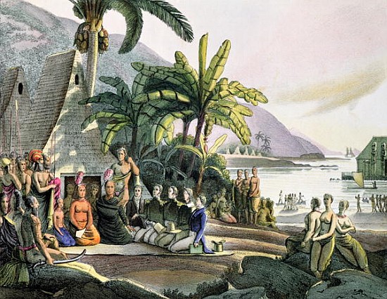 Meeting between the Expedition Party of Otto von Kotzebue (1788-1846) and King Kamehameha I (1740/52 od (after) Ludwig (Louis) Choris